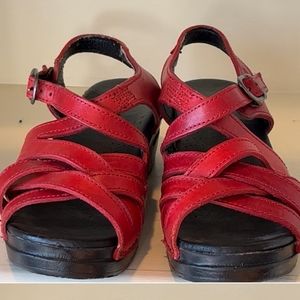 RED strapped Dansko Sandals